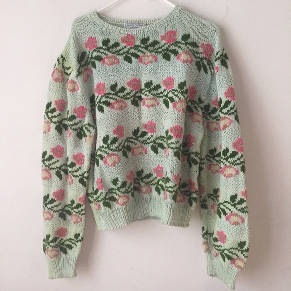 Vintage Sweaters - Vintage cotton handknit sweater